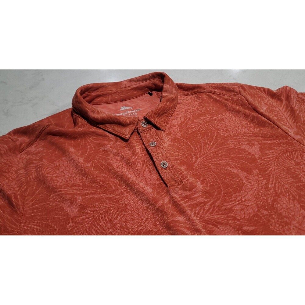 Tommy Bahama Palmetto Beach Tropical Aloha Hawaiian Golf Polo Orange 2XL NWOT - Picture 4 of 14